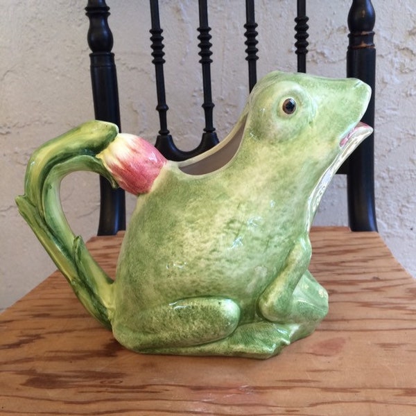 Majolica Frog Pitcher vintage Italian pottery San Marco Italy