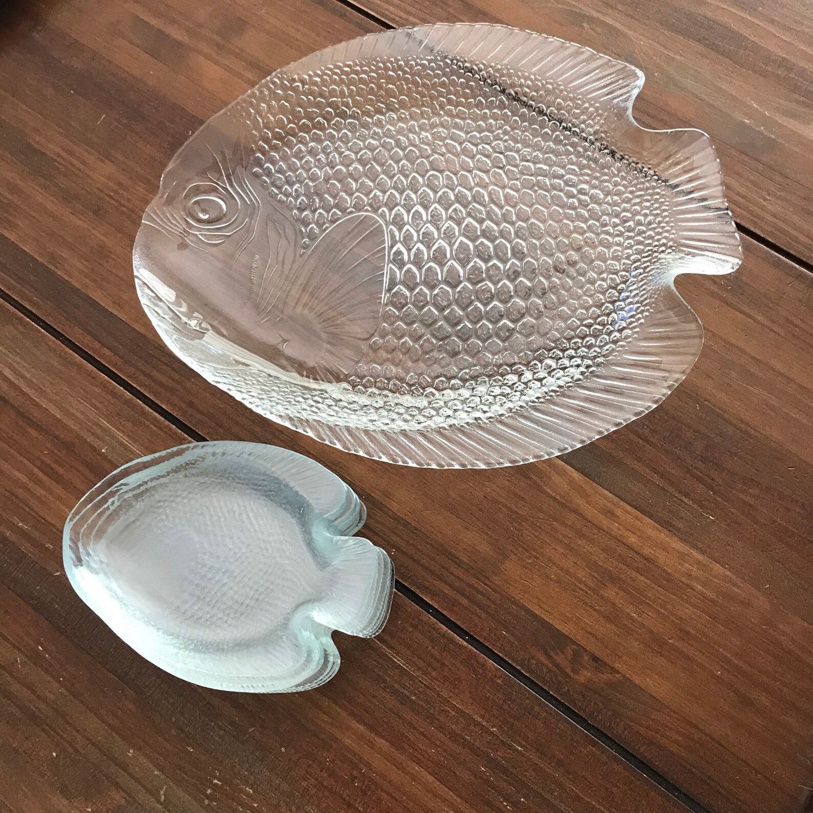 Glass Fish Serving Platter With Seven Small Fish Plates Etsy