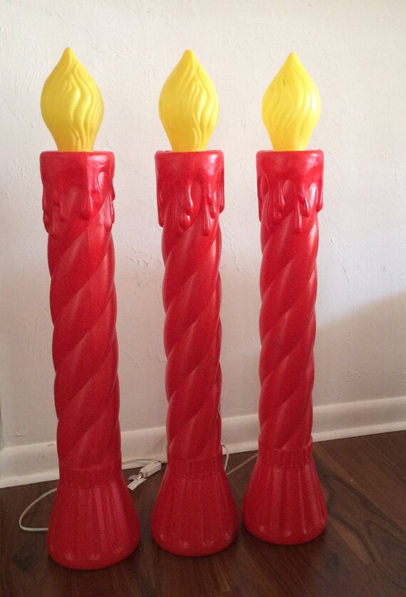 Vintage Christmas Candle Plastic Blow Molds With Electrical Etsy