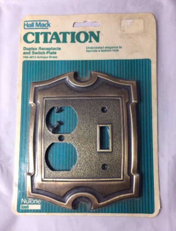 Vintage Duplex Receptacle Switch Plate Cover Antique Brass Etsy