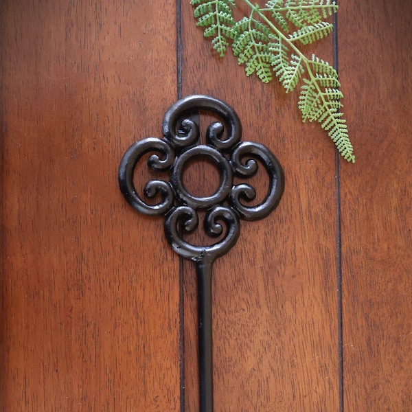 Large Scrolled Skeleton Key Wall Decor / Metal Wall Art / Black or Pick Color / For Wall Collage / Farmhouse Cottage / Key Decor Accent