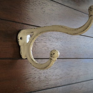 Cast Iron Wide Projection Wall Hook / Antique White or Pick Color / Coat Jacket Towel Jewelry Key Hanger / Metal Wall Holder / Vintage Style