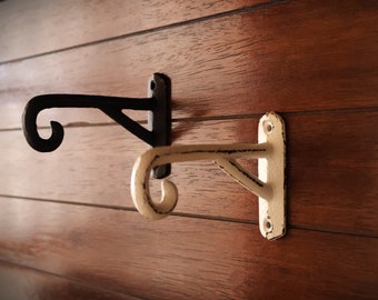 Little Planter Hanger, Cast Iron, Wall Hook, Antique White, Black or Pick Color