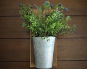 Wall Planter with Greenery Farmhouse Rustic Cottage Country Decor Country Living Hanging Sconce Galvanized Pail with Blackberry
