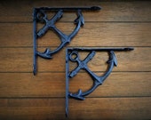 Shelf Brackets Nautical Anchor Design Shelving DIY Navy Blue or Pick Color Cast Iron Brackets Beach Cottage Coastal Home Outdoor