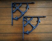 Shelf Brackets Nautical Design Navy Blue or Pick Color Cast Iron Brackets Beach Cottage Decor Anchor Design Coastal Beach Home