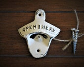 Gift for Him Wall Mounted Bottle Opener Cast Iron Beer Opener Ivory or Pick Color Retro Decor Garage Kitchen Patio Grill Mancave