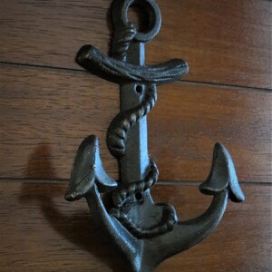 Ship Anchor Hook / Cast Iron Wall Hook/ Black or Pick Color/ Nautical Decor/ Beach Cottage Decor/ Bath Towel Hook /Pool Hook / Hook for Kids