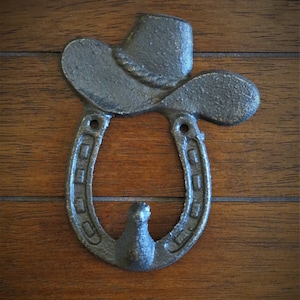 Cast Iron Wall Hook / Cowboy Hat / Western Decor /Oil Rubbed Bronze or Pick Color / Hanger for Kids /Child&#39;s Room Decor/ Bathroom Towel Hook