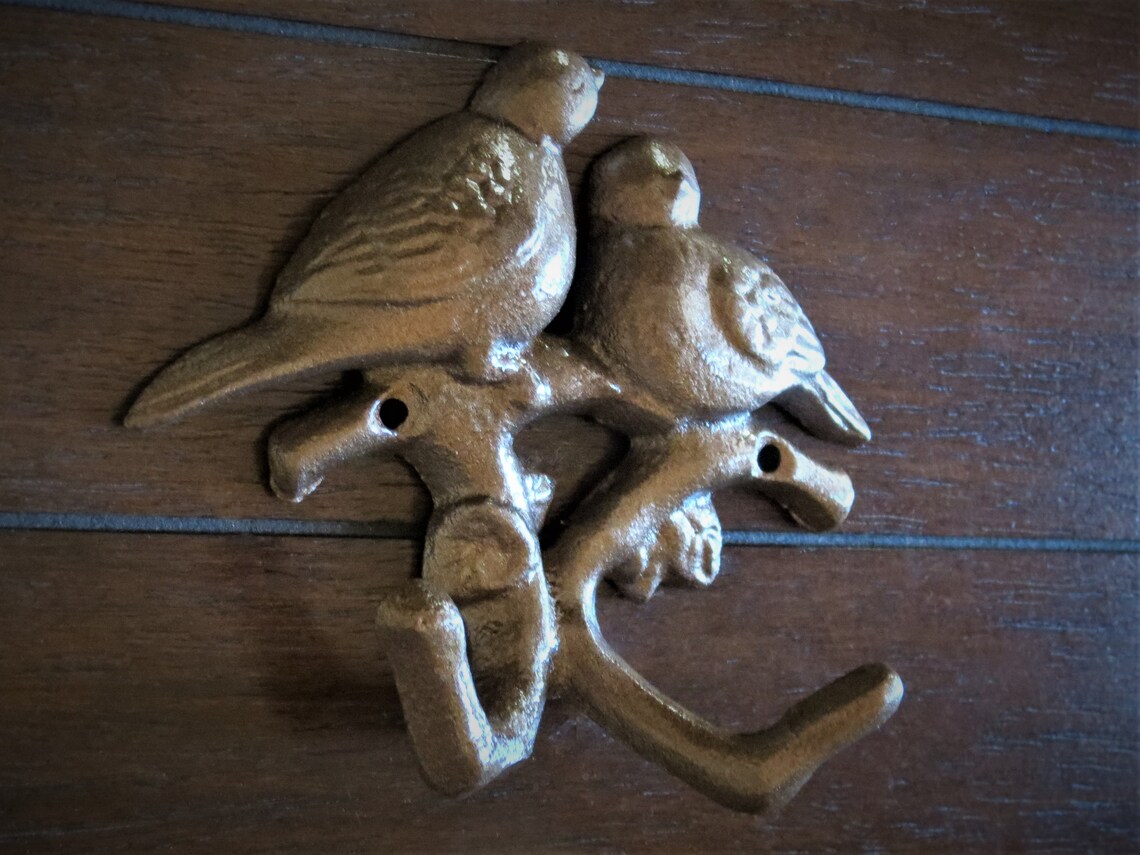 Bird Wall Hook / Cast Iron Hook / Aged Copper or Pick Color / Etsy