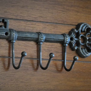 Key Holder / Skeleton Key Rack / Cast Iron Wall Hook / Key Hanger / Foyer Entrance Farmhouse / Black or Pick Your Color / Housewarming Gift image 2