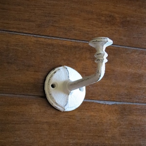 Vintage Style Wall Hook / Cast Iron /For Hanging Coats Hats Towels Leash Purses Umbrellas Jewelry Keys Scarves /Antique White or Pick Color