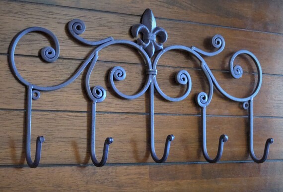 Large wrought iron wall on sale hooks