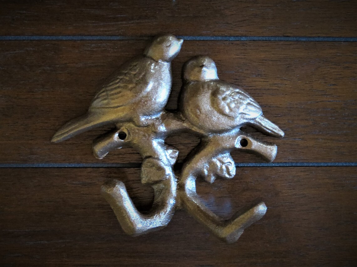 Bird Wall Hook / Cast Iron Hook / Aged Copper or Pick Color / Etsy