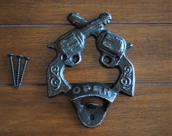 Bottle Opener / Gift for Him / Southwest Western Cowboy Decor for Mancave Kitchen Gameroom Patio Garage / Black or Pick Color / Father's Day