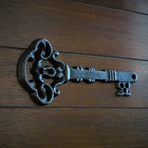 Wall Skeleton Key Decor or Paperweight / Cast Iron /Vintage Inspired/ Black and Distressed or Pick Color and Finish / Shabby Chic Wall Decor