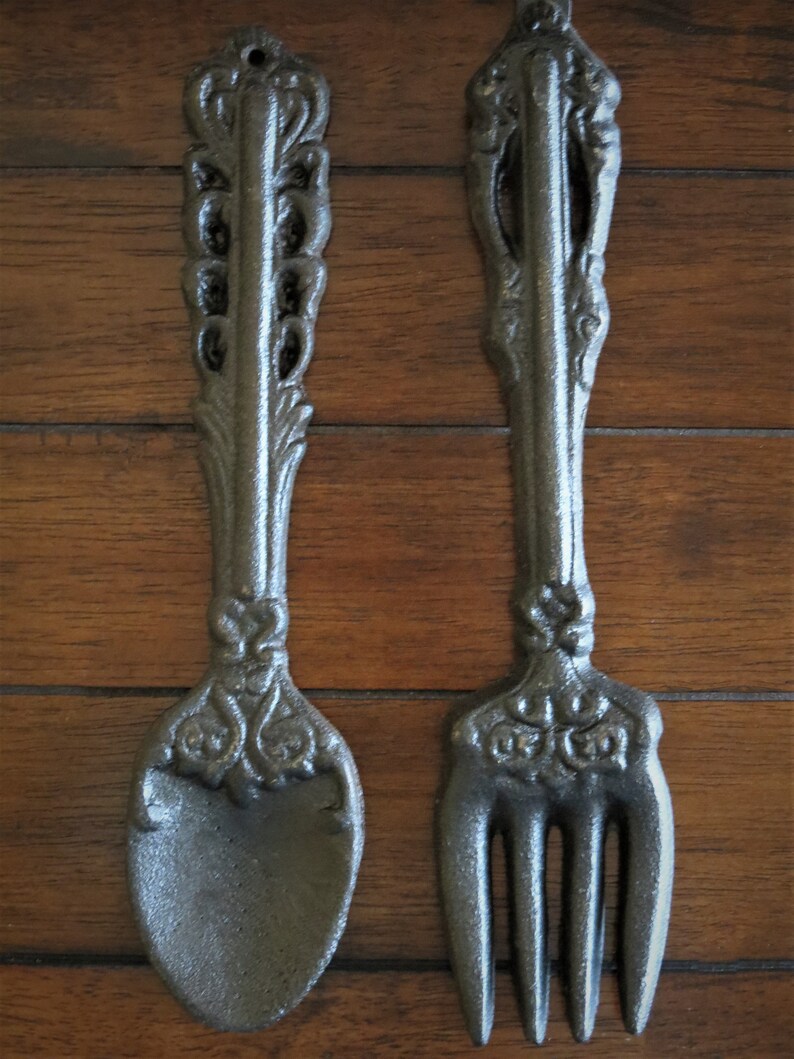 Oversized Fork and Spoon / Oil Rubbed Bronze or Pick Color / Etsy