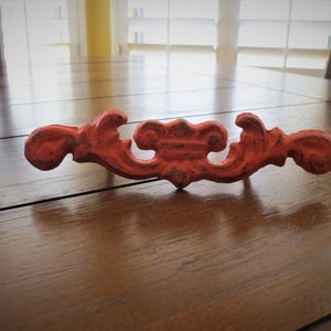 Shabby Chic Drawer Pulls / Dresser Knobs / Fire Orange or Pick Color / Cabinet Handles / Vintage Style Pulls for Desk / Farmhouse Decor