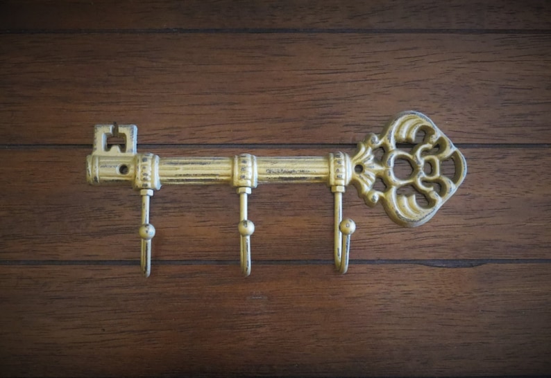 Antique Gold Key Holder / Skeleton Key Rack / Cast Iron Wall Etsy