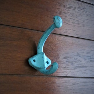 Diamond Wall Hook / Small Coat Hanger / Turquoise or Pick Color / Cast Iron Metal / For Bathroom Towels, Keys, Robes, Purses, Hats, Bags