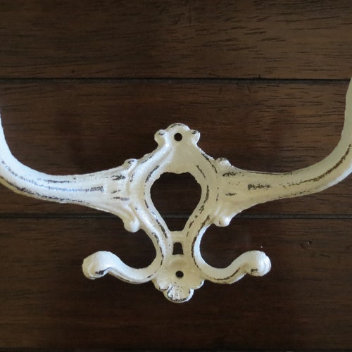 Wrought Iron Wall Hook / Creamy White or Pick Color / Fleur De Etsy