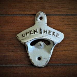Wall Mounted Bottle Opener / Cast Iron Bottle Opener / Light Grey / Retro Style /Kitchen Gameroom Patio Garage Mancave Decor /Groomsman Gift