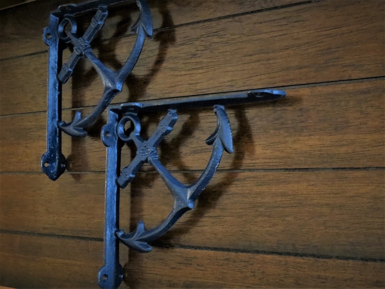 Shelf Brackets / Nautical Anchor Design / Shelving DIY / Navy Etsy