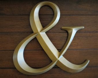 Ampersand / Wedding Sign / AND Symbol / 12 Inch Wall Letter / Antique Gold or Pick Color / DIY Wall Initials Quotes Words / For Wall Collage