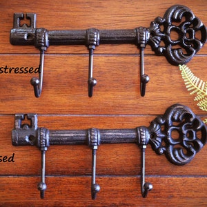 Key Holder / Skeleton Key Rack / Cast Iron Wall Hook / Key Hanger / Foyer Entrance Farmhouse / Black or Pick Your Color / Housewarming Gift image 6