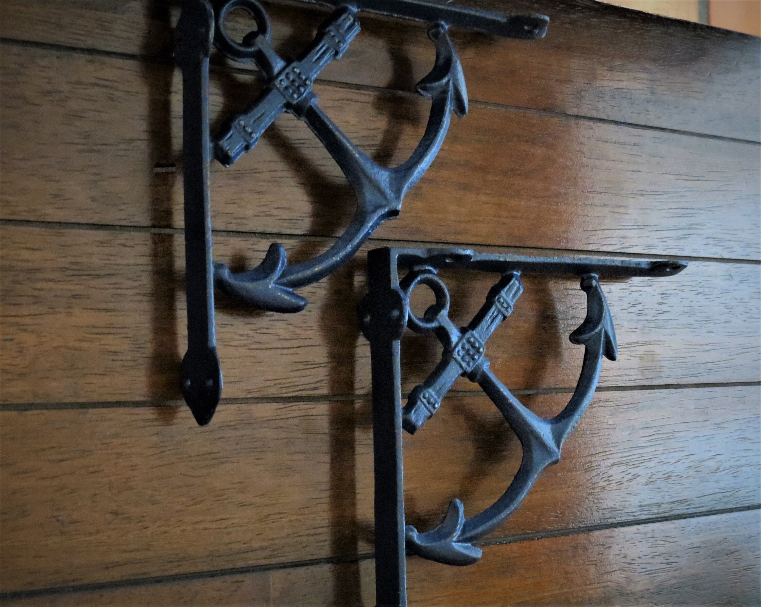 Shelf Brackets / Nautical Anchor Design / Shelving DIY / Navy Etsy
