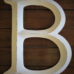 Large 12 Inch Letter B / Pick Your Own Letter / Wall Letter / Distressed Antique White or Pick Color / Wall or Mantle Decor / DIY Initials