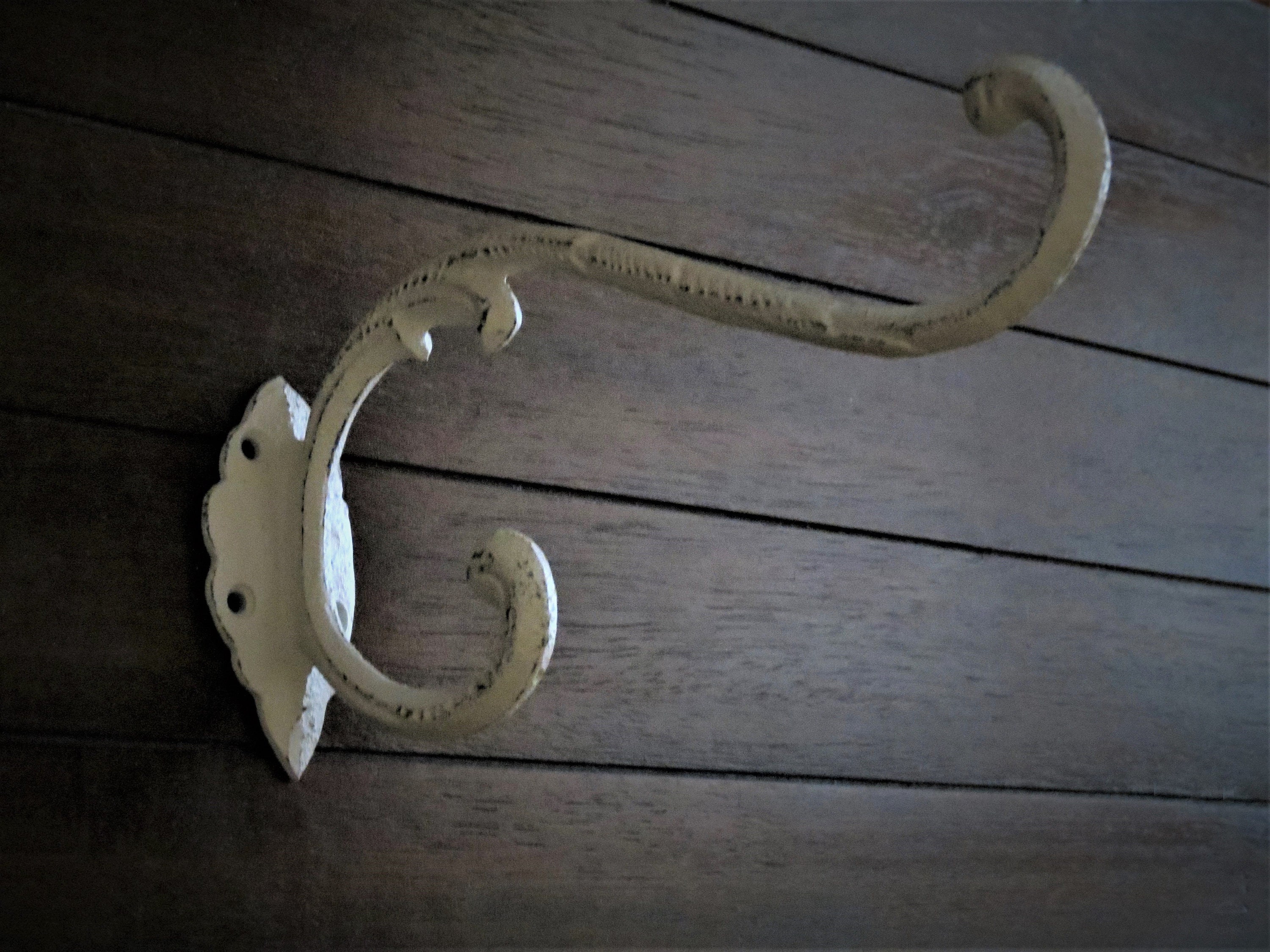 Extra Large Victorian Wall Hook / Cast Iron Wall Hook / Antique White or  Pick Color / Coat Hat Dual Hook / Planter Hanger / Indoor Outdoor 