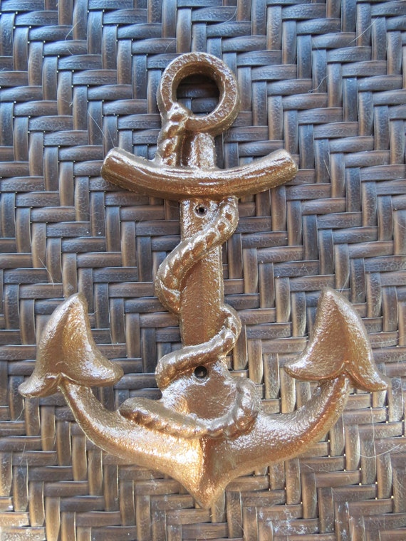 Cast Iron Nautical Anchor / Metal Wall Hook /Aged Copper or Etsy