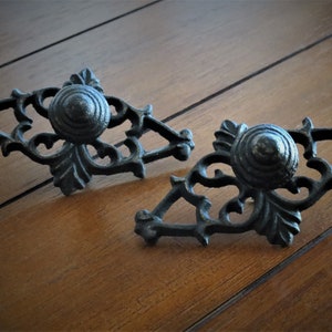 Cast Iron Black Pull for Dresser Drawer Black or Pick Color Cabinet Handle Furniture Door Knob Scroll Rustic Vintage Farmhouse Retro Style