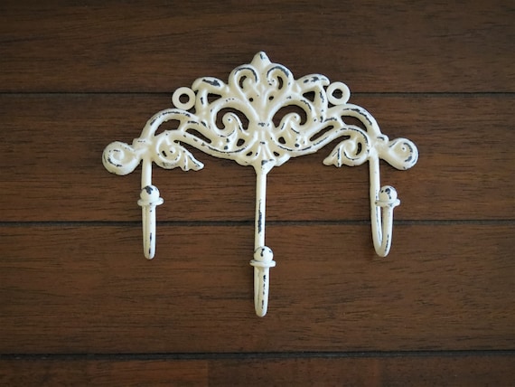 Shabby Chic Wall Hook / Cottage Chic Hook/key Hanger/creamy White