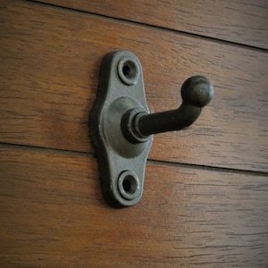 Cast Iron Wall Hook / Oil Rubbed Bronze or Pick Color / Distressed Rustic /Indoor or Outdoor Hanger / Towel, Keys, Coat Hook / Entrance Hook