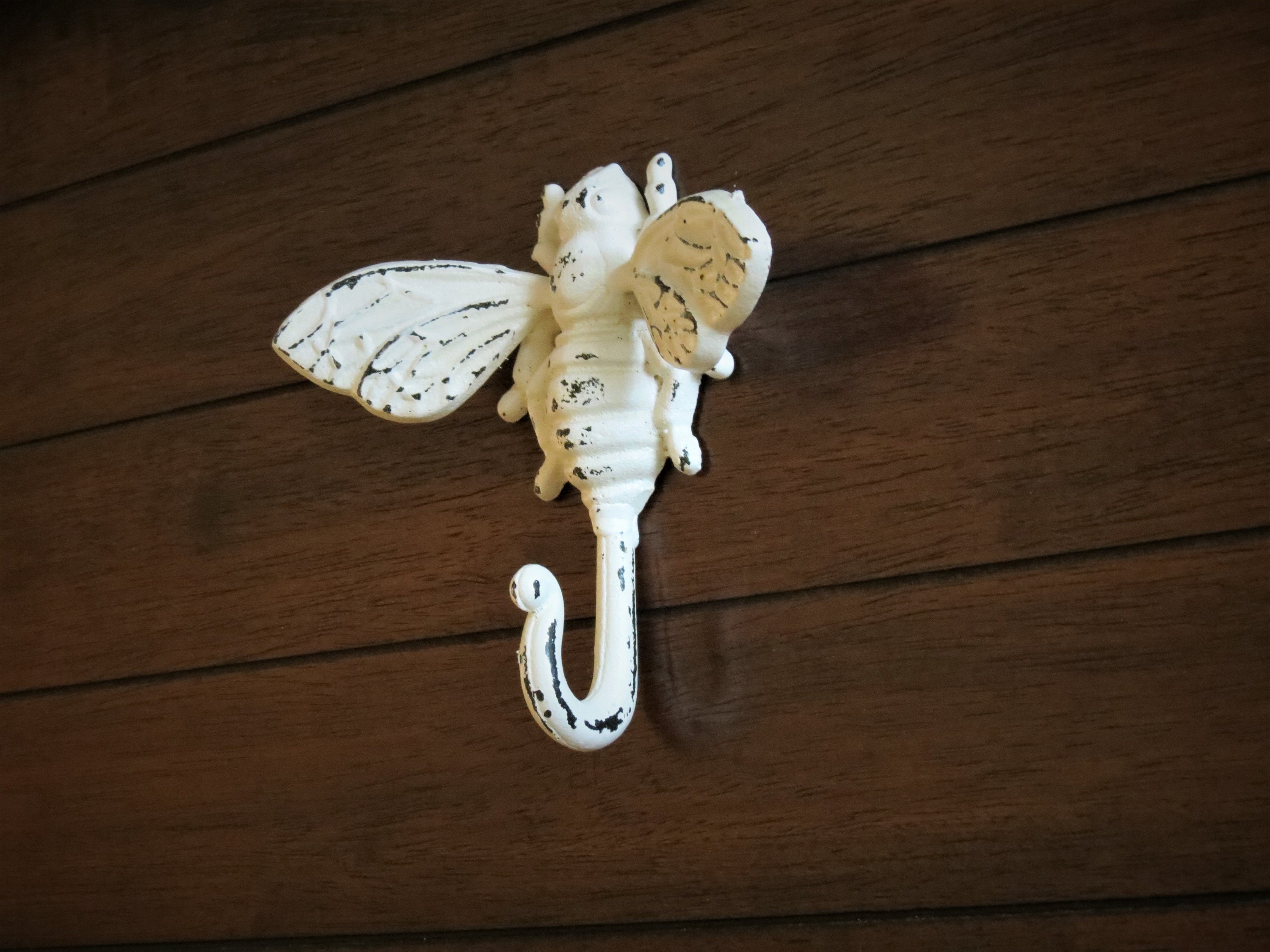 Bee Wall Hook / Cast Iron Hanger / Antique White or Pick Color Etsy