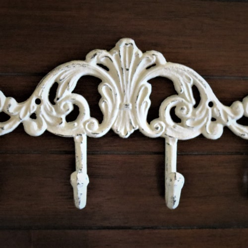 Wrought Iron Wall Hook / Creamy White or Pick Color / Fleur De Etsy