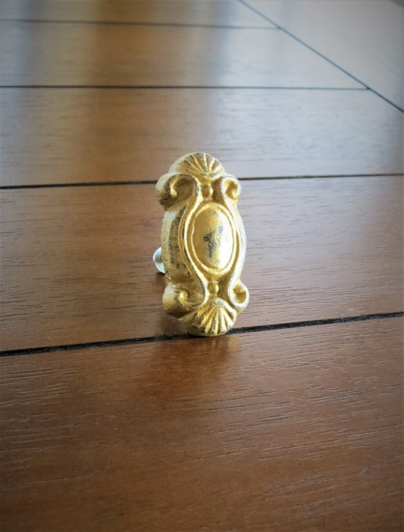 antique gold dresser knobs Vintage Keeler Brass Co Baroque Gold Drawer Knobs in Solid Brass