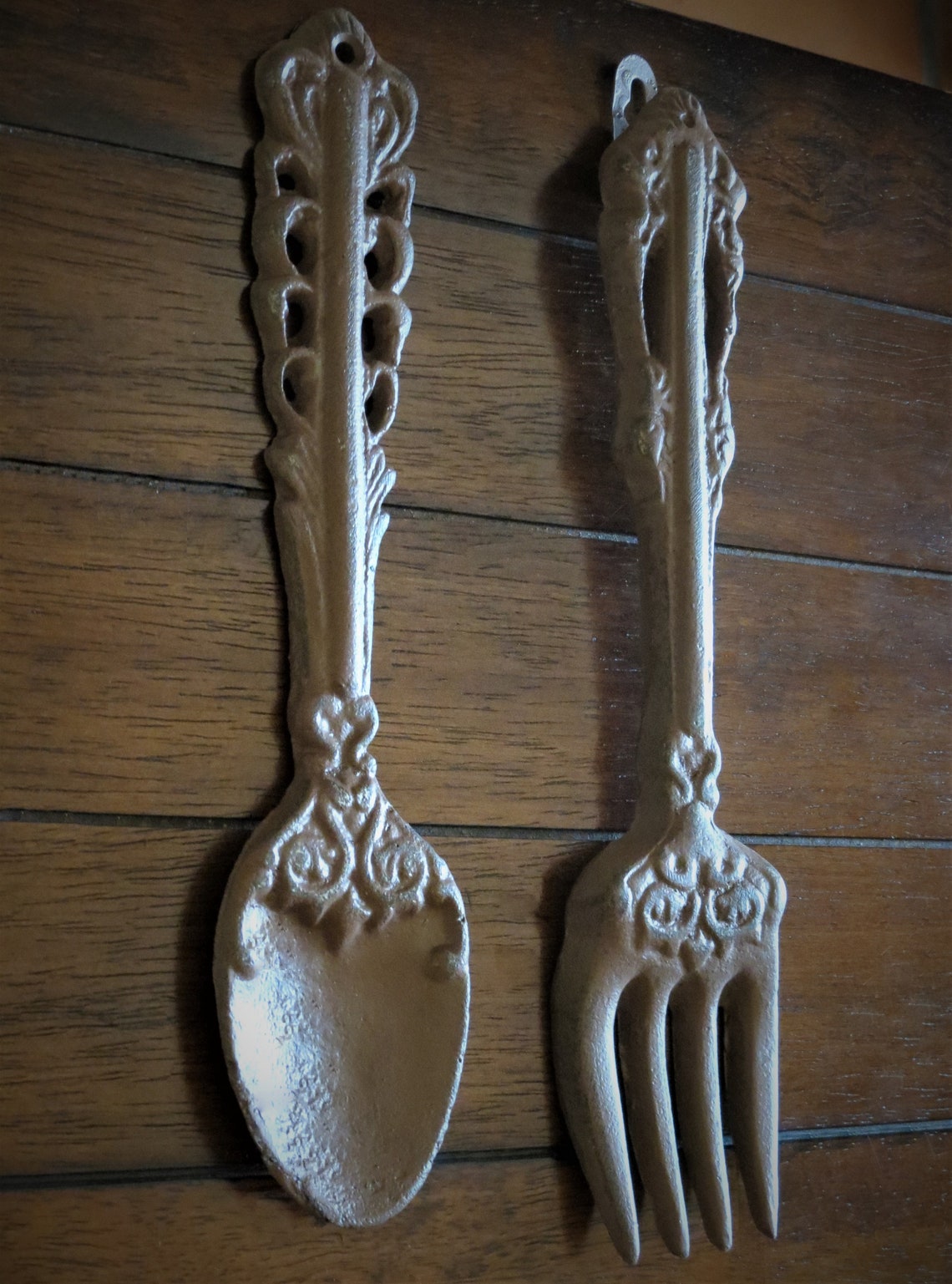 Oversized Fork and Spoon Wall Art / Chestnut or Pick Color / Etsy