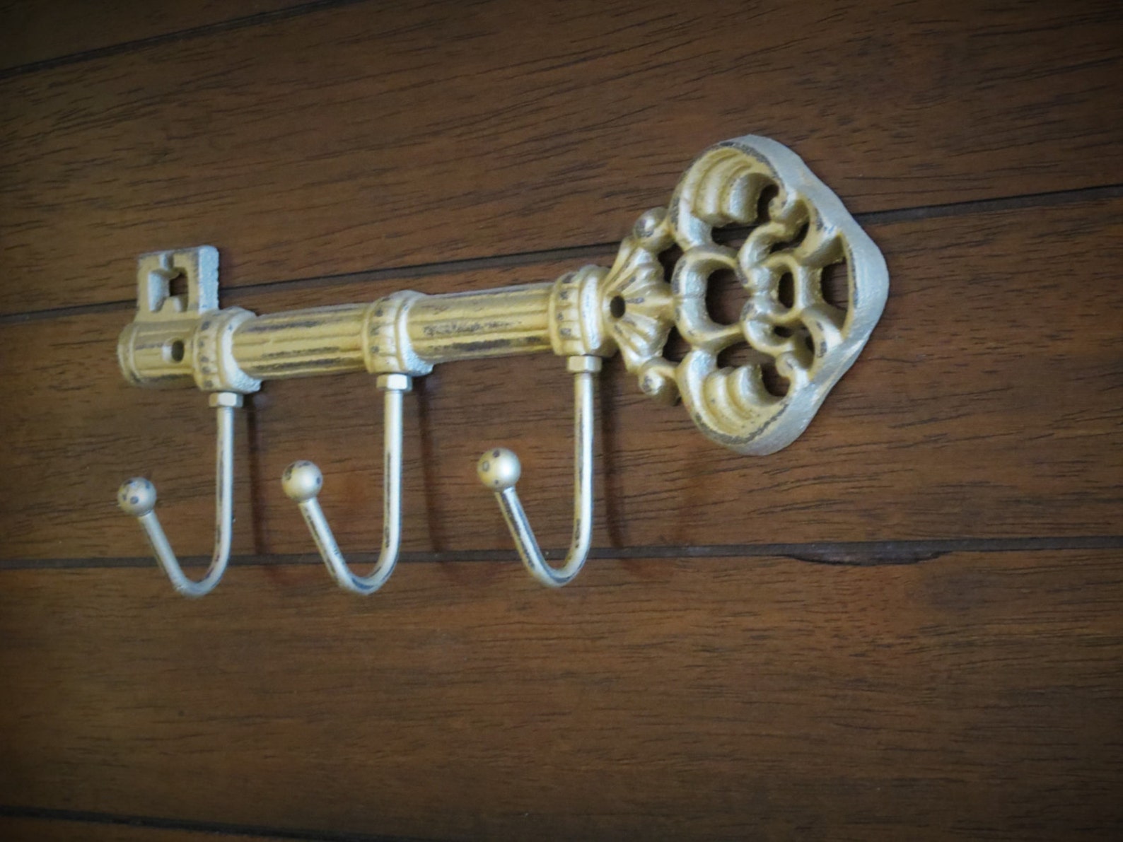 Antique Gold Key Holder / Skeleton Key Rack / Cast Iron Wall Etsy