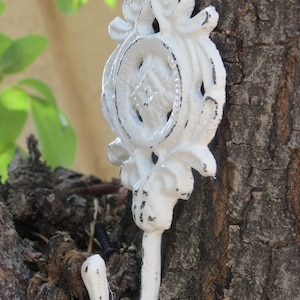 Shabby Chic Cast Iron Wall Hook / Antique White or Pick Color / Necklace Jewelry Hanger / Towel Hook / Key Hook / Little Decorative Hook