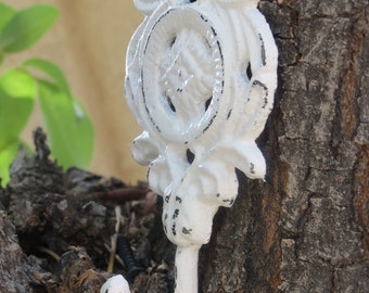 Shabby Chic Cast Iron Wall Hook / Antique White or Pick Color / Necklace Jewelry Hanger / Towel Hook / Key Hook / Little Decorative Hook