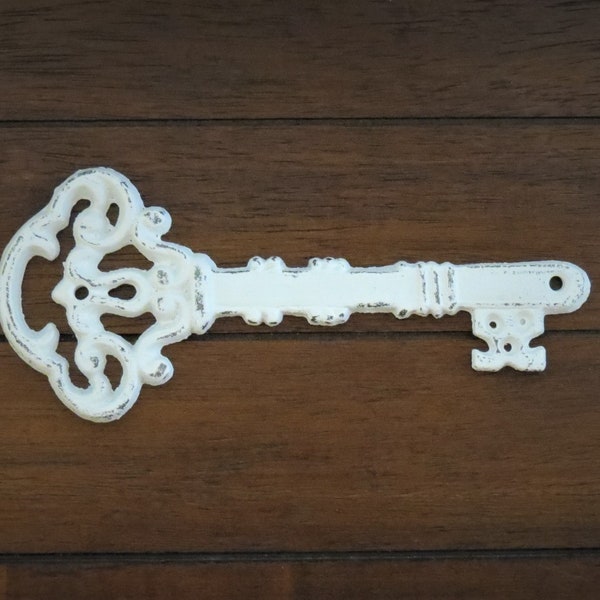 Metal Wall Art Small Key Decor Antique White Cast Iron Use in Wall Collage table decor paperweight handmade gift for friend retro vintage