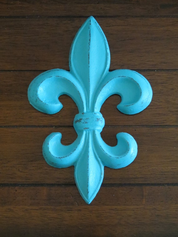 Fleur de Lis Wall Decor / Turquoise or Pick Color /Cast Iron Etsy