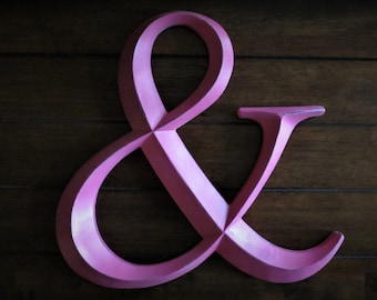 Ampersand Wall Letter / Wedding Sign / AND Symbol Sign / Pick Your Letter and Color / Pink Wall Letters for Nursery / Large 12 Inch Letters