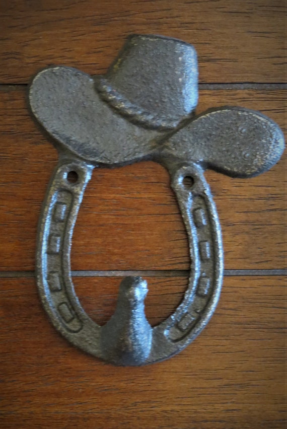 4 Ganci Da Parete In Ghisa A Ferro Di Cavallo - Vintage Western Per Cappelli, Borse, Chiavi - Marrone Ruggine