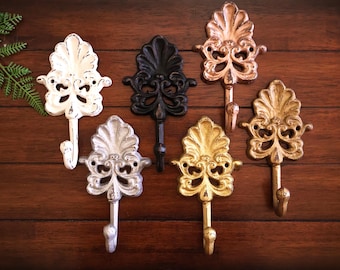 Gancho de pared decorativo de hierro fundido en más de 50 colores, para colgar toallas, ropa, bolsos, joyas, llaves, colgador de pared de metal, perfecto para cualquier habitación