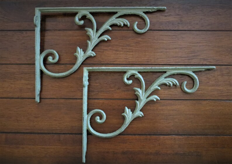 Cast Iron Shelf Brackets / Ornate Leaf Motif / Shabby Chic Etsy