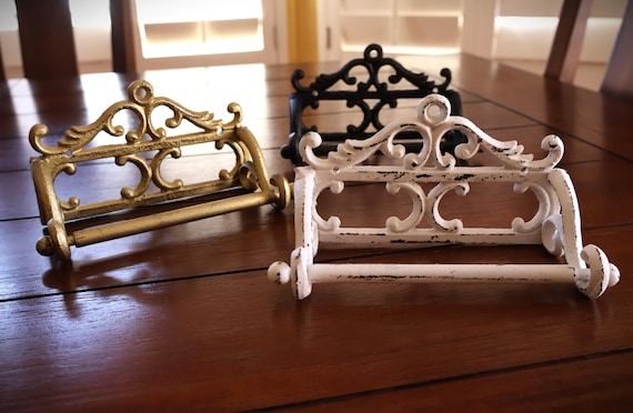 Retro Toilet Roll Holder, Pick from 50 Colors, Scrolled Vintage Eclectic Tissue Dispenser, Cast Iron TP Holder for Bathroom, Towel Hanger